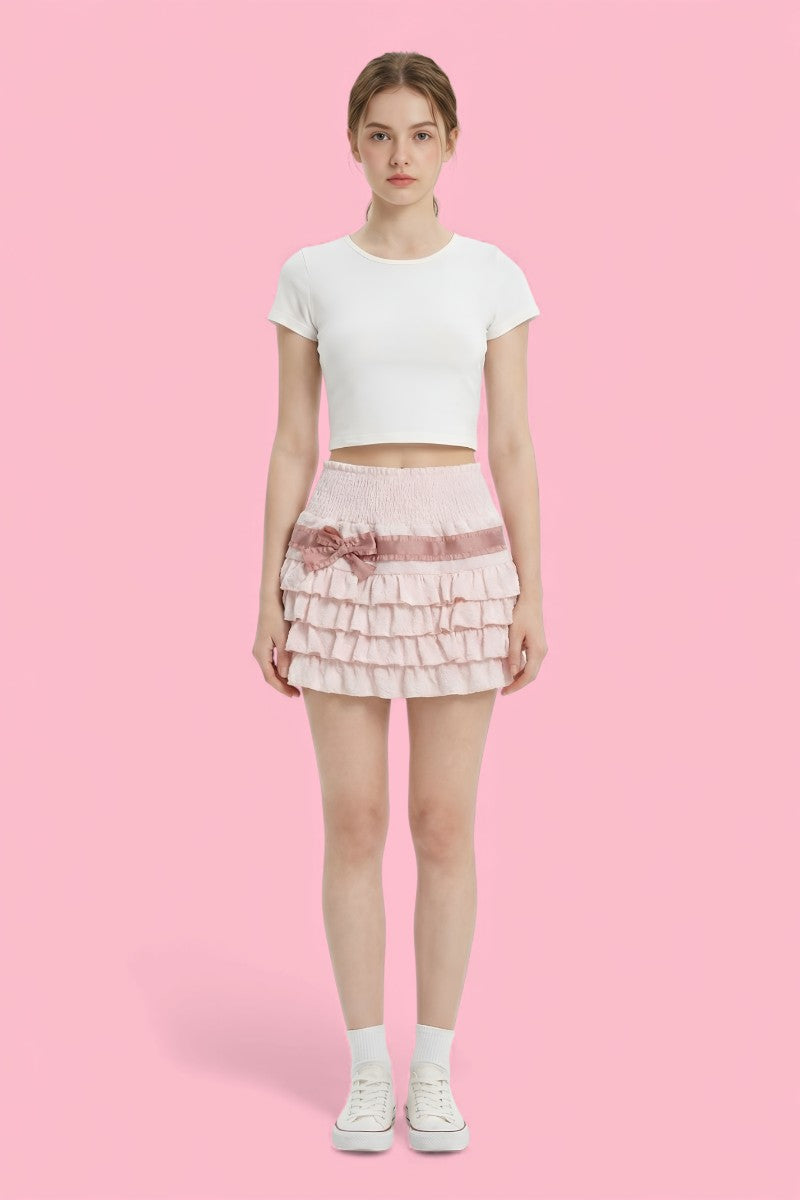 Lolita Side Bow Ruffle Mini Skirt