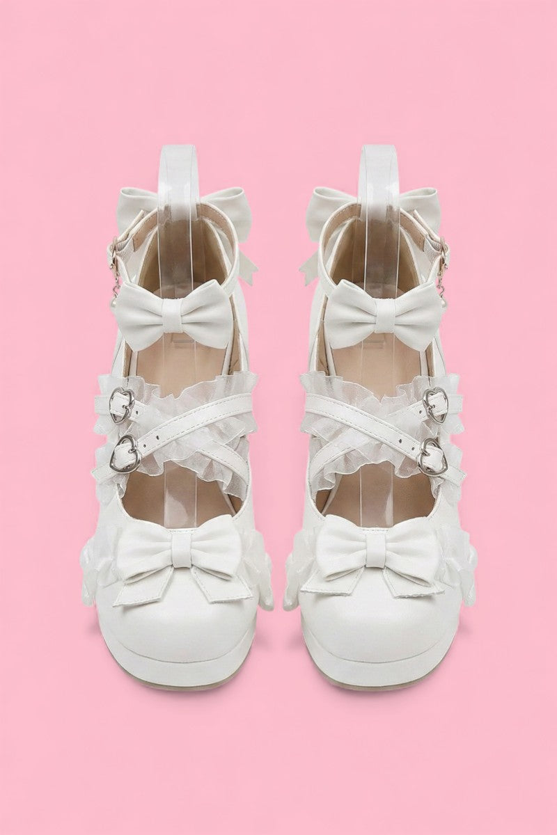 Cross-Strap Bow Mary Jane Heels