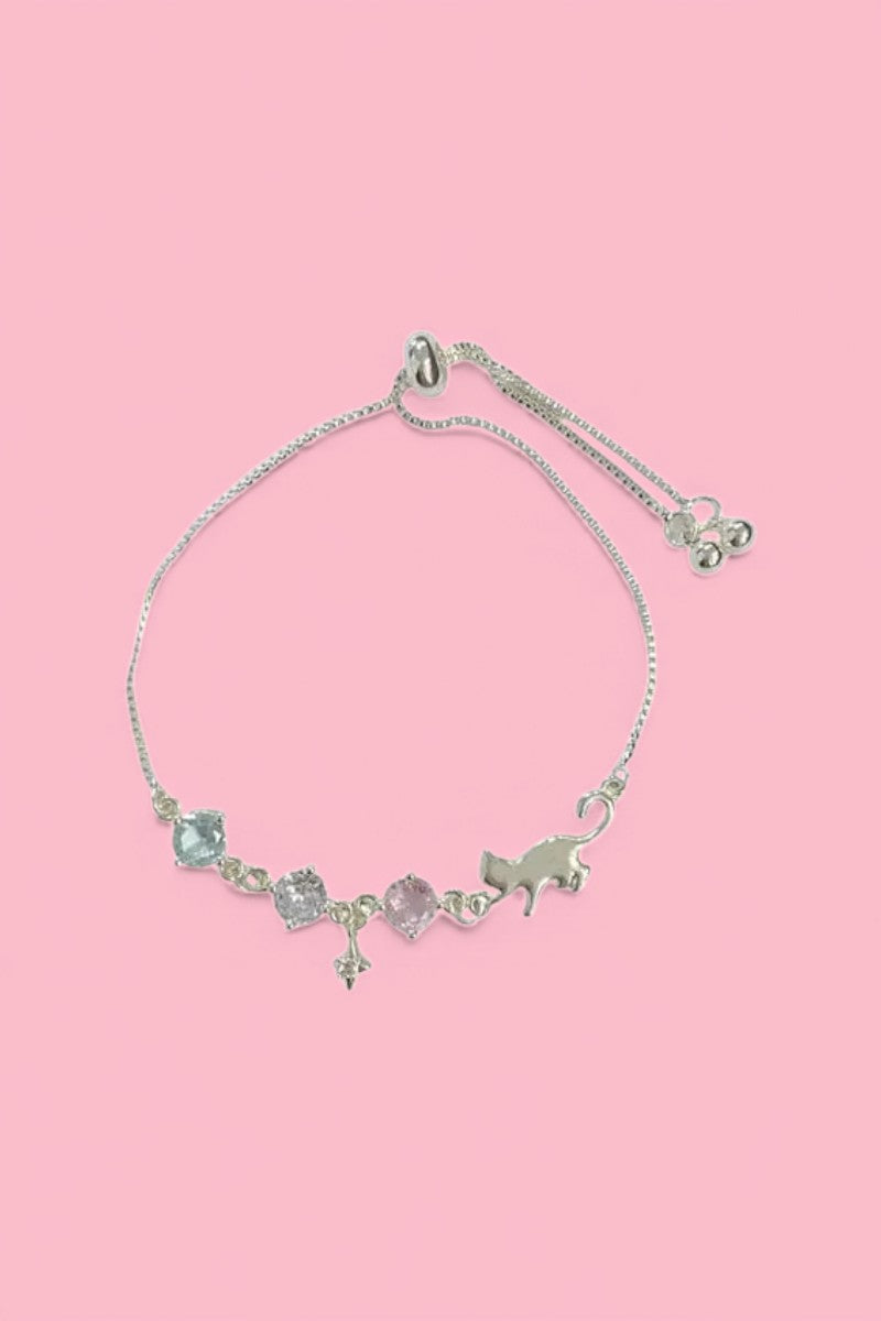 Cute Cat Zircon Charm Bracelet