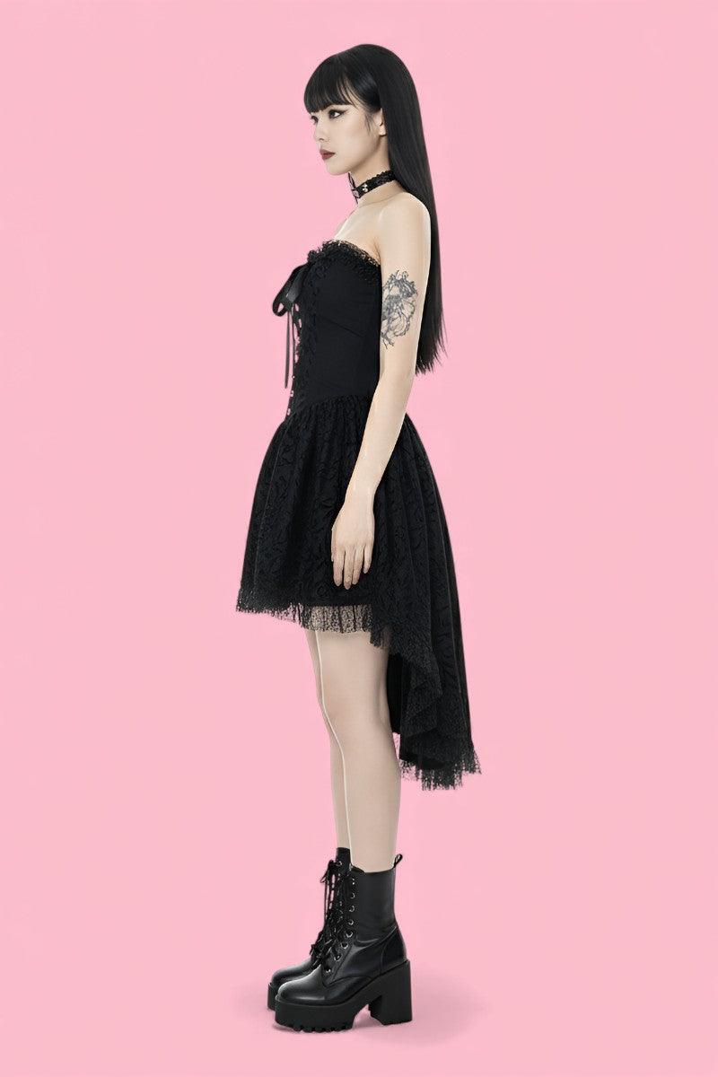 Grunge Fairycore Black Dress