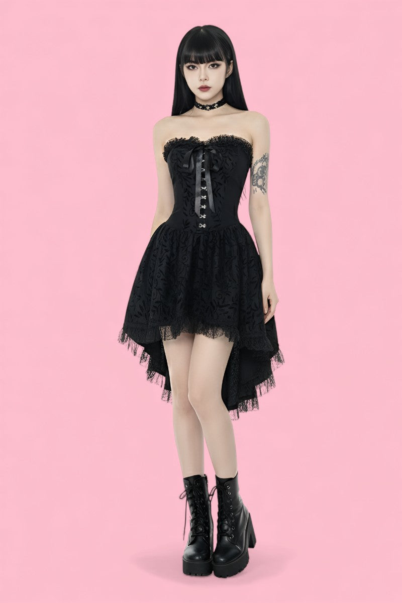 Grunge Fairycore Black Dress