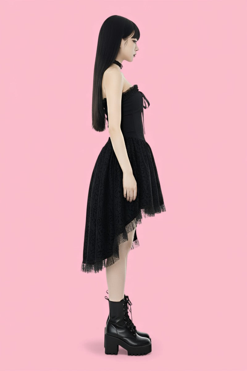 Grunge Fairycore Black Dress
