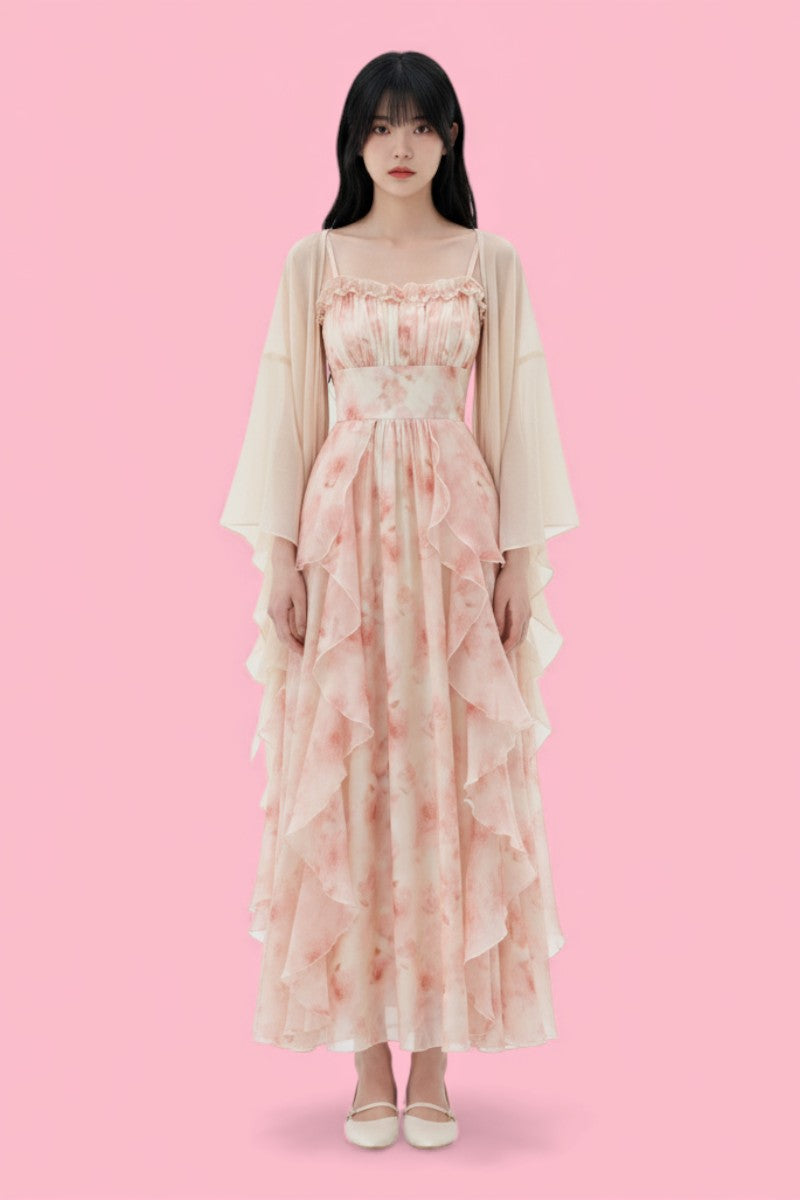 Chiffon Strap Dress & Fairy Cardigan Set