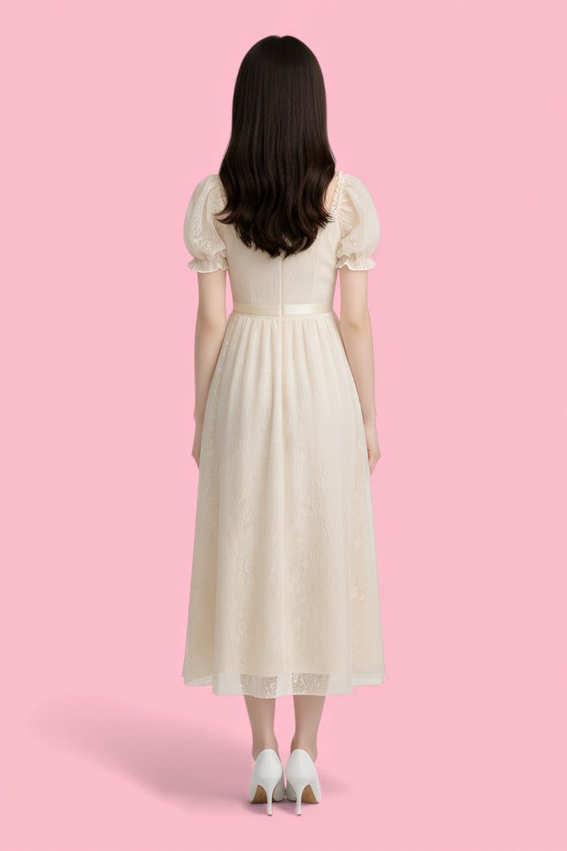 Vintage Lace Up Princess Midi Dress