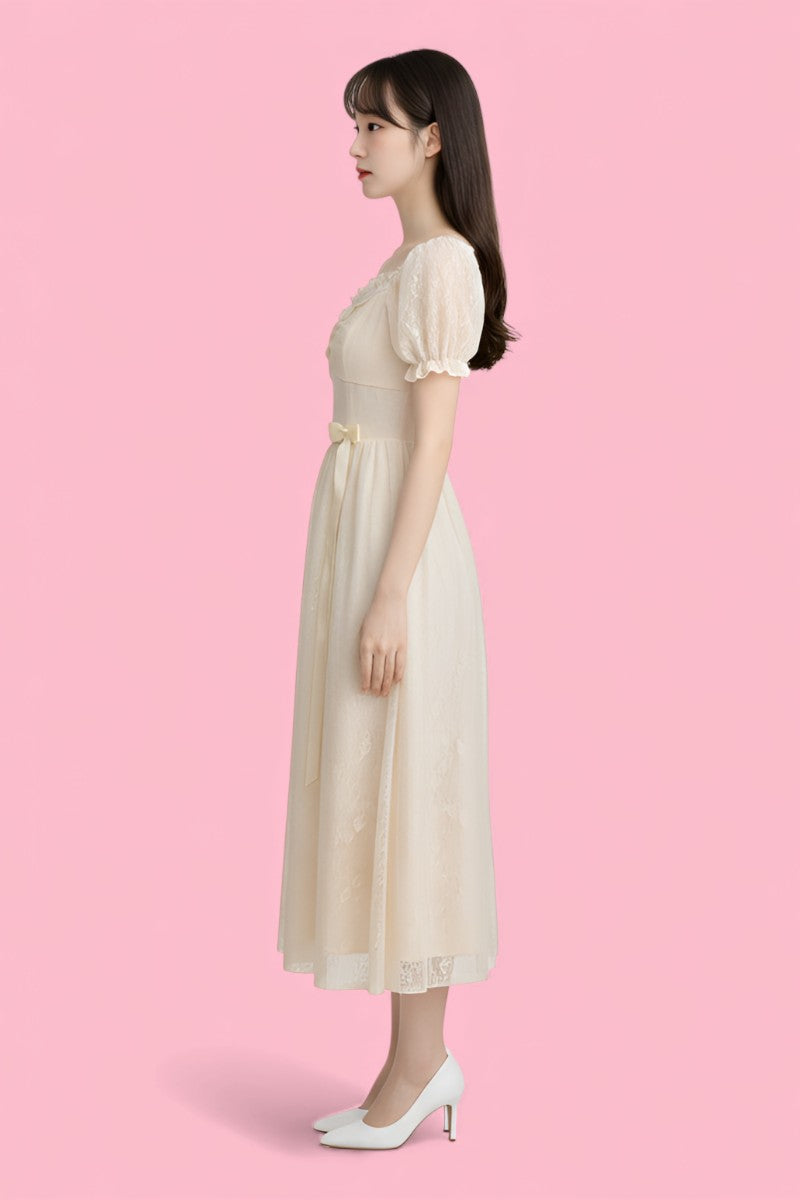 Vintage Lace Up Princess Midi Dress