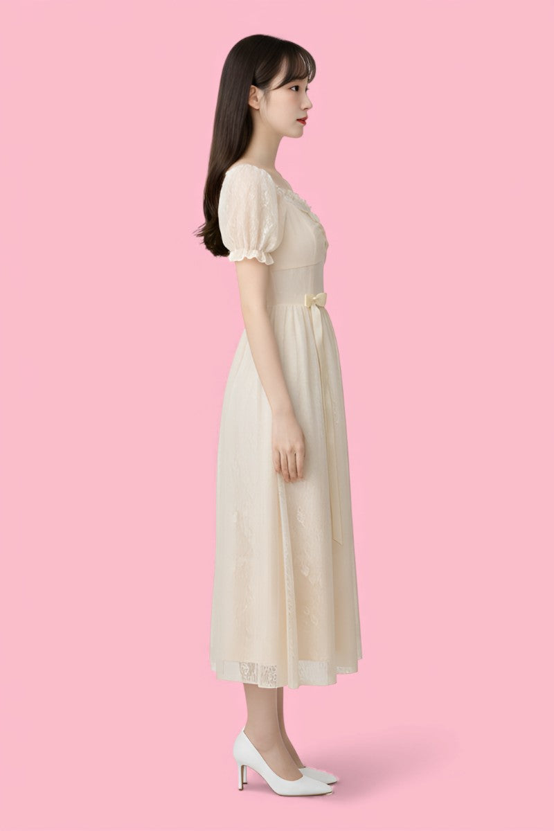 Vintage Lace Up Princess Midi Dress