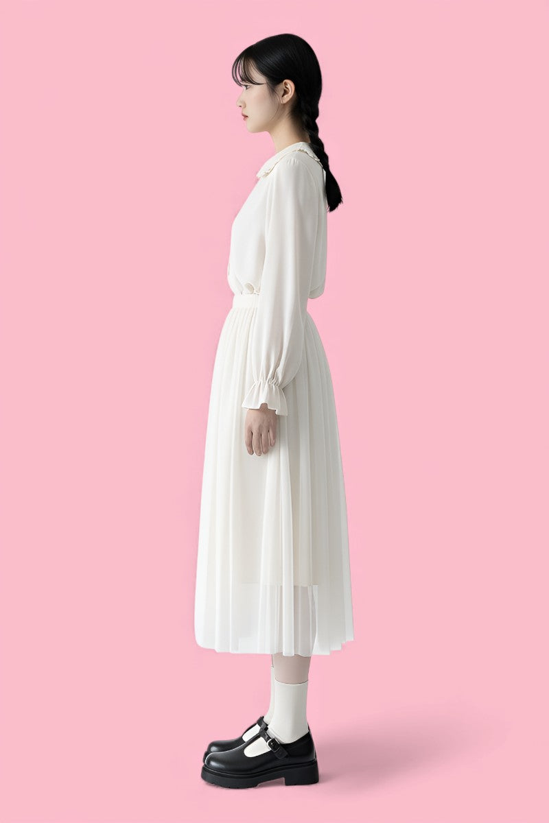 Sweet Peter Pan Collar Puff Sleeve Blouse