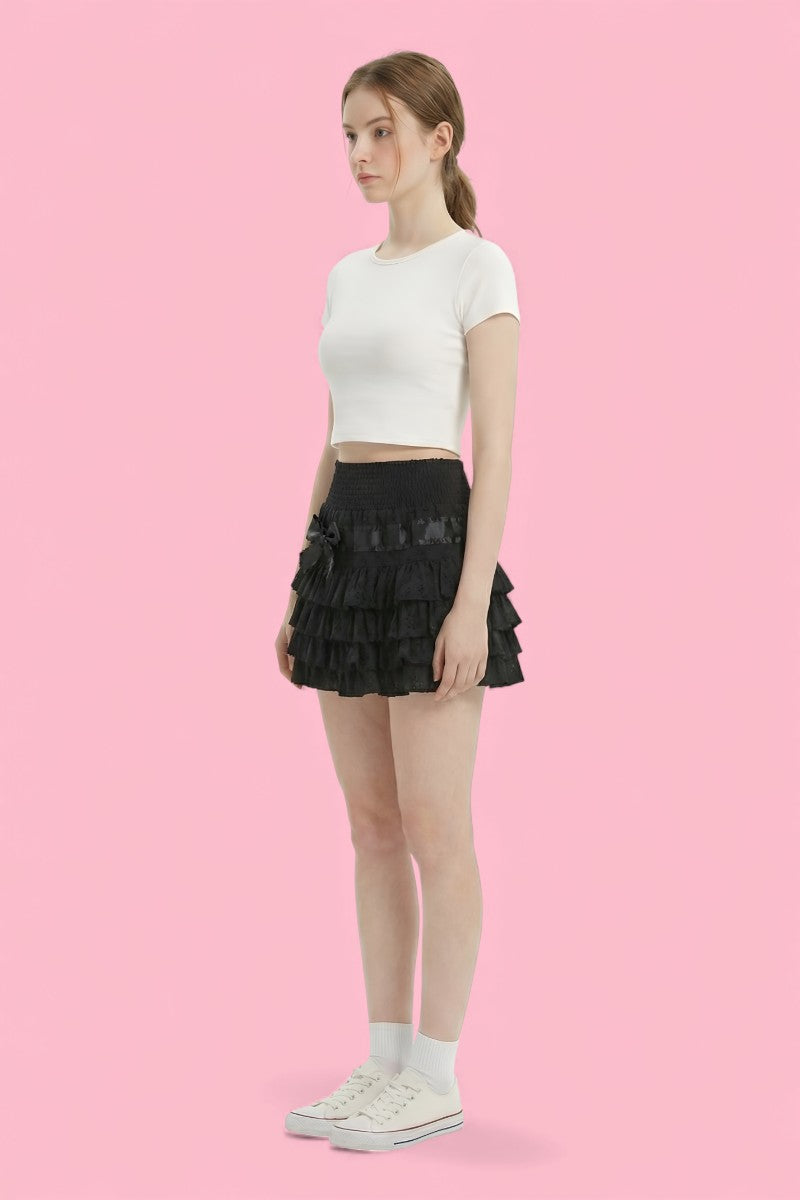 Lolita Side Bow Ruffle Mini Skirt