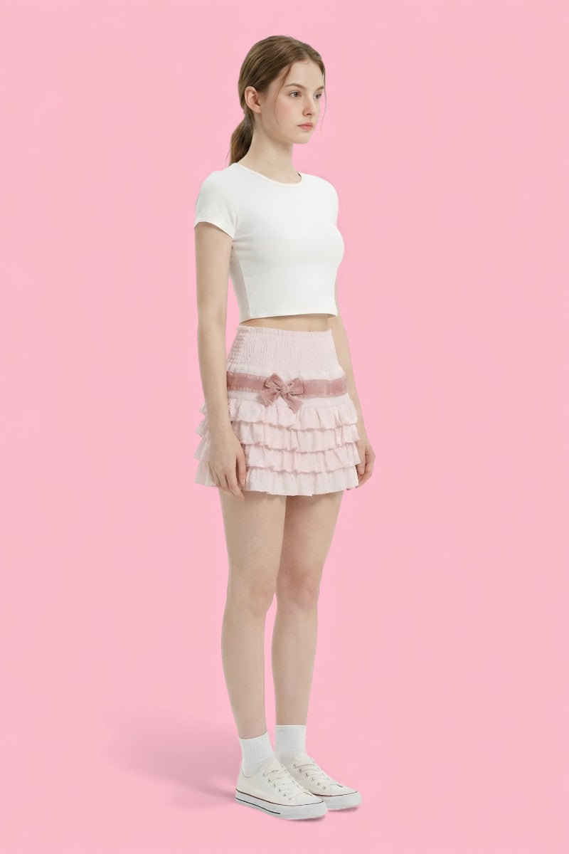 Lolita Side Bow Ruffle Mini Skirt