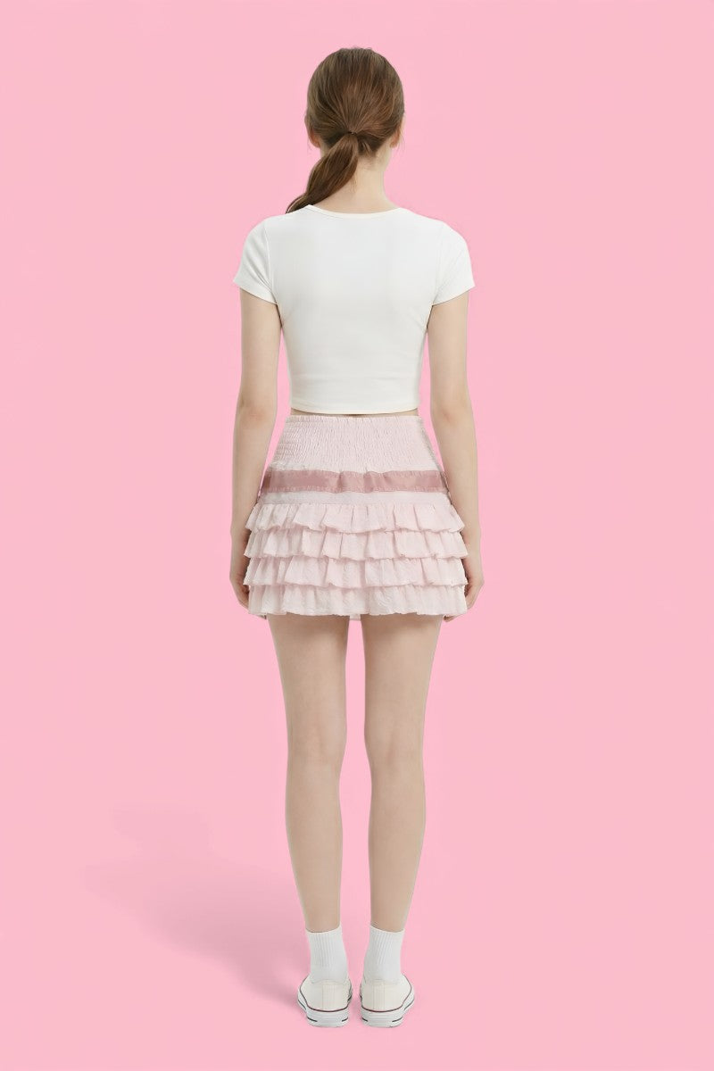 Lolita Side Bow Ruffle Mini Skirt