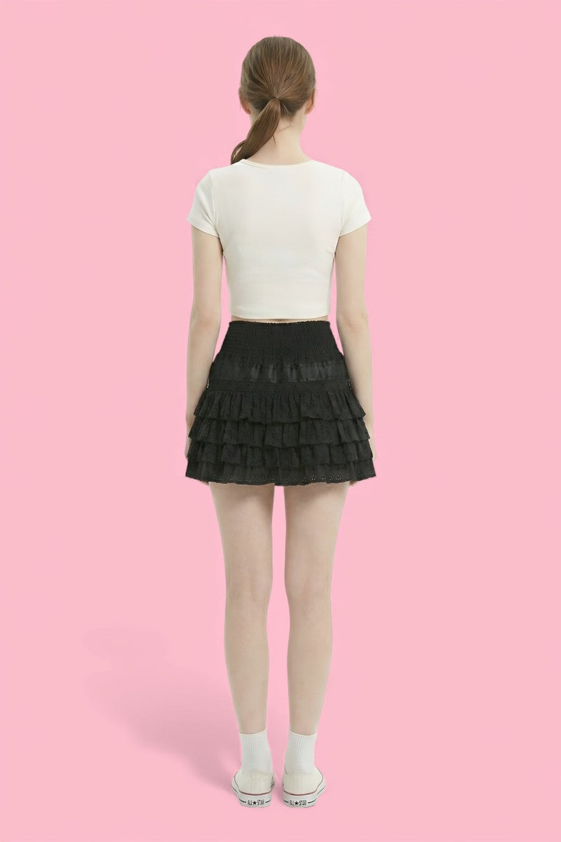 Lolita Side Bow Ruffle Mini Skirt