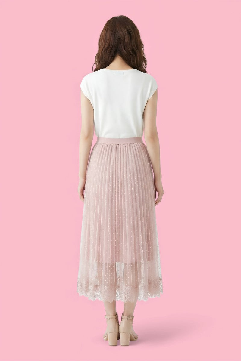 Tulle Pleated Maxi Skirt
