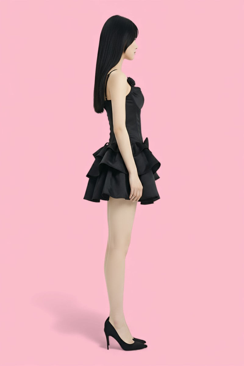 Sweet Bow Puff Mini Dress