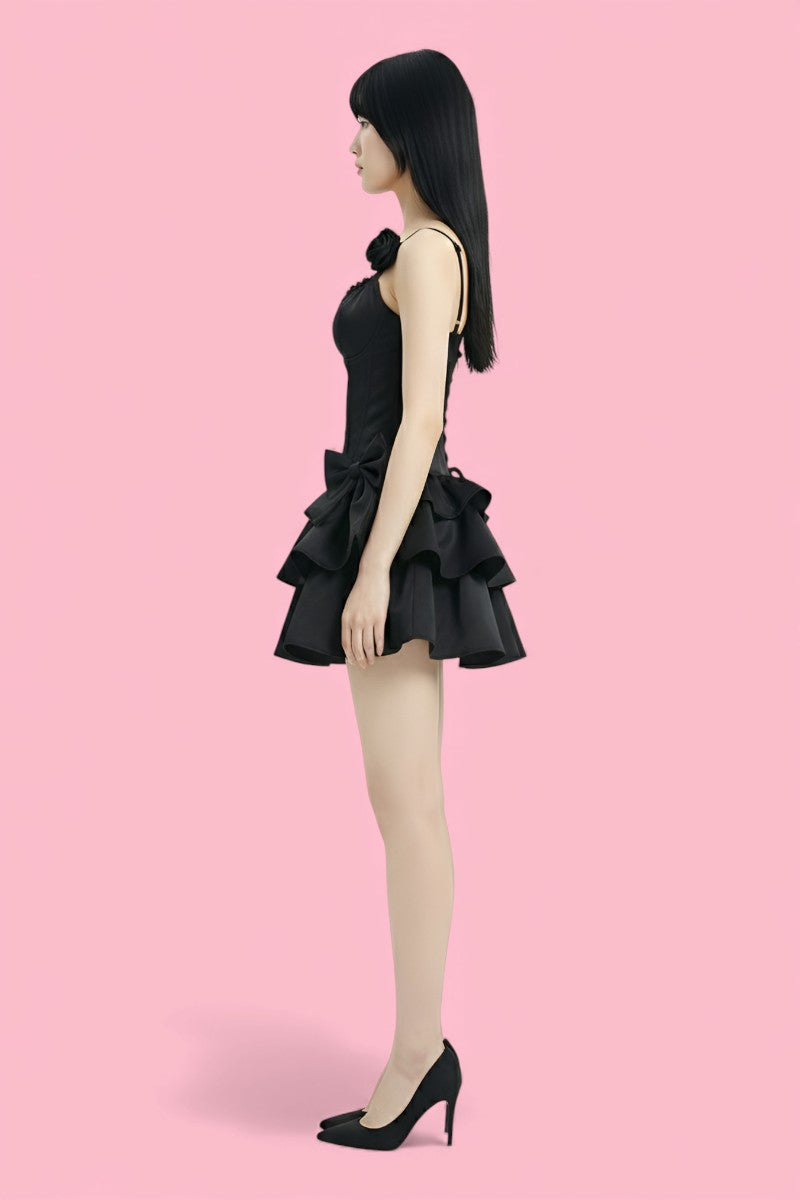 Sweet Bow Puff Mini Dress