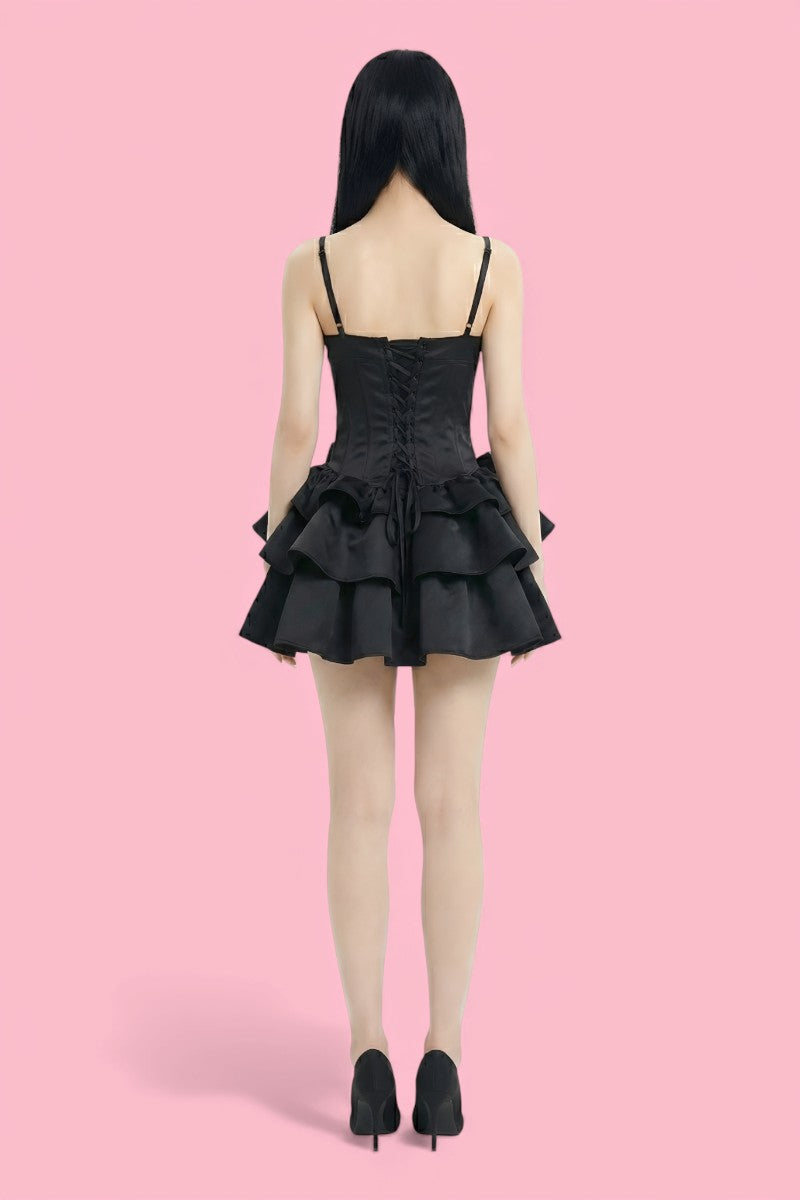 Sweet Bow Puff Mini Dress