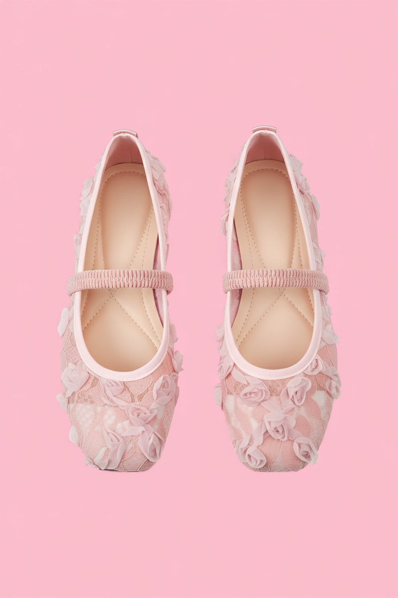 French Fairy Square Toe Mary Jane Flats