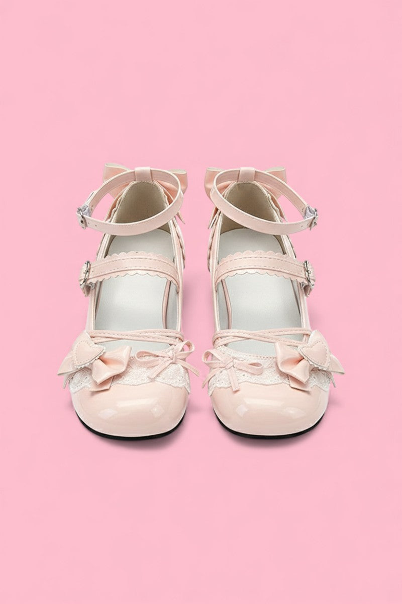 Butterfly Bow Mary Jane Block Heel Pumps