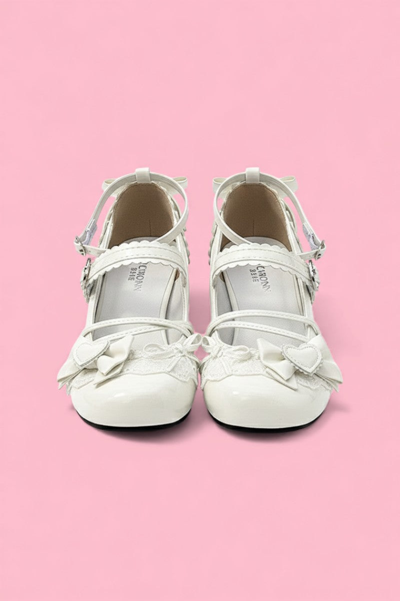 Butterfly Bow Mary Jane Block Heel Pumps