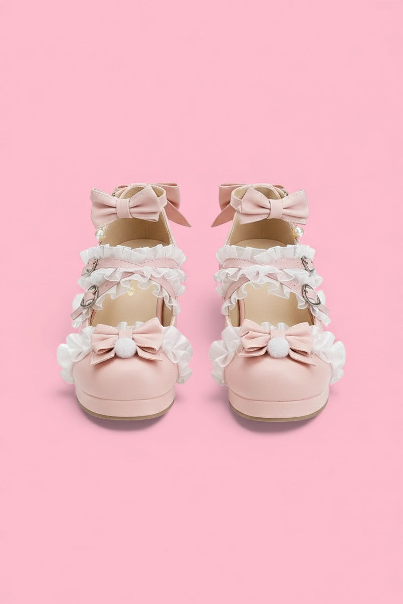 Cross-Strap Bow Mary Jane Heels