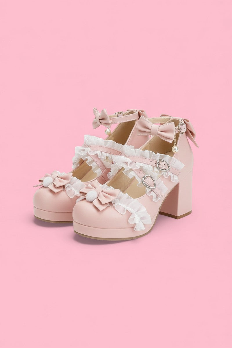 Cross-Strap Bow Mary Jane Heels