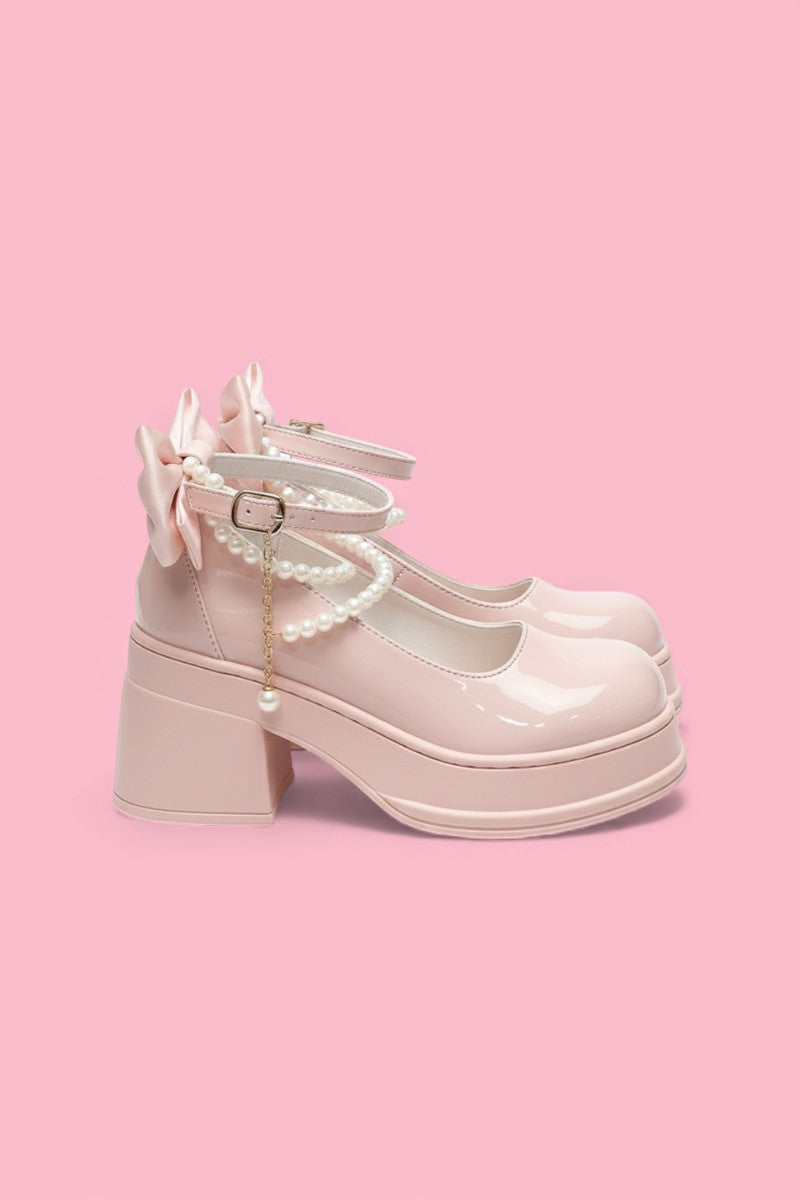 Pearl Buckle Platform Mary Jane Heels